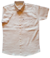 Standard Collar Short Sleeve Shirt for Men Beige. 