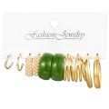 New 12Pcs/Set Green Crystal Pearl Set Earrings Snake Butterfly Female. 