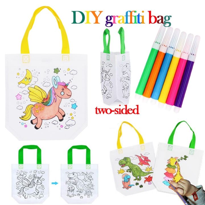 1/5pcs%20DIY%20Graffiti%20Bag%20with%20Markers%20Handmade%20Painting%20Non-Woven%20Bag%20for%20Children%20Arts%20Crafts%20Color%20Filling%20Drawing%20Toys%20Gifts%20-%20Image%202