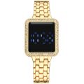 Hot Square Steel Band Diamond Touch Screen LED Electronic Watch Women's Stylish and Versatile Electronic Watch. 