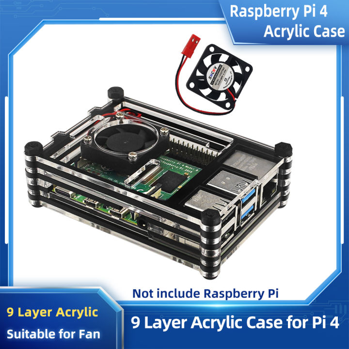 Raspberry Pi 4 Case 9 Layer Protection Optional Cooling Fan Heat Sink For Raspberry Pi 4 Model B Pi 4