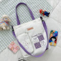 Handle Canvas Bag Large Capacity Female Student Handbag Tuition Bag Three-Purpose Crossbody Shoulder Double Back Children Cute Bag. 