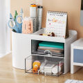 Pen Holder With Drawer Multifunction Desktop Organizer Stationery Storage Box Fugar. 
