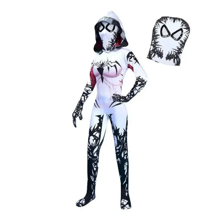 MINISO%20Spider%20Gwen%20Stacy%20Cosplay%20Costumes%20Women%203D%20Print%20Jumpsuits%20Onesies%20Halloween%20Clothes%20Soft%20Material%20With%20Hat%20Mask%20-%20Image%202