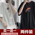 [ Buy One Get One Free ]2024 New Summer Men T T-shirt Short Sleeve ins Fashion Brand Student Loose Trendy Half Sleeve. 