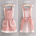 【HOT】 Korean Version Cotton And Linen Apron For Women Cute Kitchen Home Cooking Breathable Apron Fashionable Work Clothes Chef Apron. 