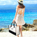 Personalized Initial Canvas Beach Bag, Monogrammed Gift Tote Bag for Women. 