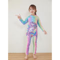 Yfashion 2 Pcs Girls Swimsuit Cartoon Printing Long Sleeve One-piece Swimwear Beach Sunscreen Trousers With Swimming Cap color. 