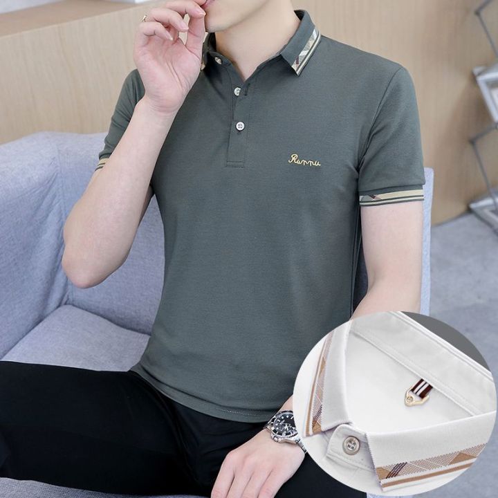 2024%20Summer%20New%20Men's%20Lapel%20Thin%20Slim-Fit%20Short%20Sleeve%20T%20T-shirt%20ins%20Trendy%20polo%20Shirt%20with%20Collar%20Menswear%20Clothing%20-%20Image%206