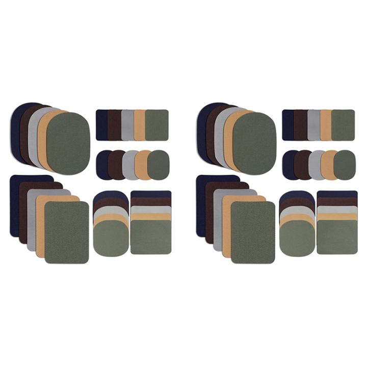 60 Pieces Iron on Fabric Patches Fabric Repair Patches Twill Clothing Repair Patch Kit for Jacket Clothes, 5 Colors