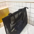 【ALLGOOD】Black Transparent Nylon Mesh Shopping Bag Large Capacity Shoulder Handbag For Shopping Bags Breathable Beach Travel Storarge Bag. 