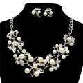 Pearls Crystal Tree Leaves Necklace Earring  Elegant Ladies Luxury Jewelry Set. 