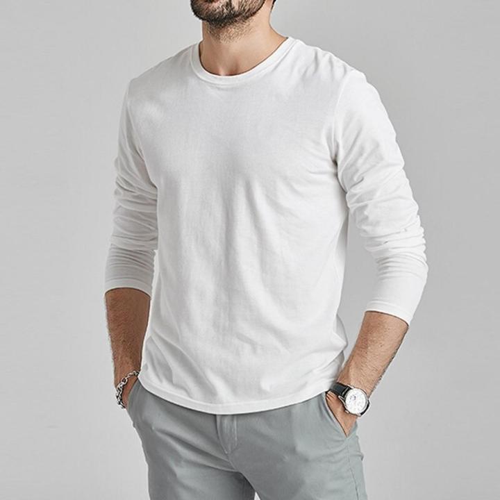 Pure White Long Sleeves Men's T Shirt New Style, Durable & Soft Material.