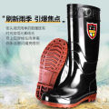 Wear-Resistant Tendon Bottom Rain Boots Men and Women Warm and Alkali Resistant High Tube Thick Rain Boots Non-Slip Labor Protection Car Washing Water Boots Construction Site. 