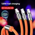 120Watt 3 in 1 Charger Cable Portable Retractable Fast Charging Cable For All Smartphone And Multi-Function Use. 