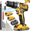 LIDUO Cordless Drill Driver 12V/21V/36V Power Screwdriver with LED Light, Compatible with Masonry & Plastic Surfaces. 