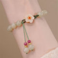 Elegant Round Jade Korean Style Bracelets White Color Peach Blossom Bracelets For Women Party Gifts Fashion Jewelry Accessories FUHENG. 