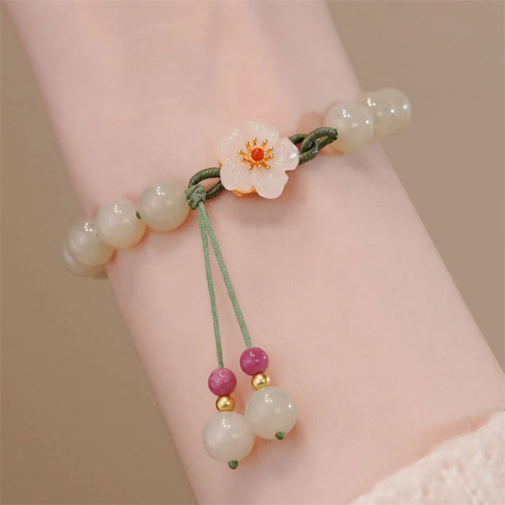 Elegant%20Round%20Jade%20Korean%20Style%20Bracelets%20White%20Color%20Peach%20Blossom%20Bracelets%20For%20Women%20Party%20Gifts%20Fashion%20Jewelry%20Accessories%20FUHENG%20-%20Image%204