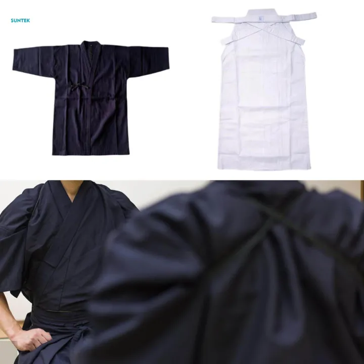 Japanese%20Kendo%20Uniform%20Set%20Kendo%20Outfit%20Men%20Women%20Japanese%20Kimono%20160cm%20Blue%20and%20White%20-%20Image%203