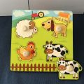 Kids Hand Grab Board 3D Puzzle Wooden for Cartoon Wood Baby Early Learning. 