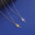 Ballerina Dancer Ballet Girl Designer Necklace Stainless Steel Elegant Pendant Fashion Jewelry Gymnastic Gifts for Girlfriend. 