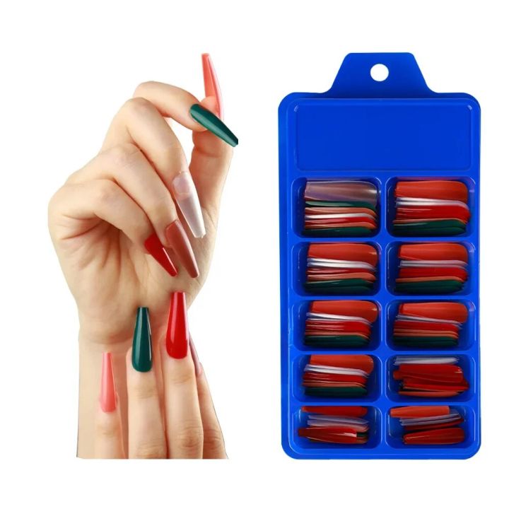 24/100Pcs Candy Colors Nail Tips 100PCS Ballerina Full Coverage Long Nails Art Manicure DIY Beauty Manicure Extension Tools