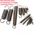 【Folio & Light】2pcs Customized Spring Steel Pull Extension Spring With Hook 2mm Wire Dia*17/18mm Out Diameter*60/70/80/100/120/150/200mm Length. 