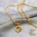Gold Plated Guaranteed 1.5MM New Trend Stylish Diamond Chain 18/24 Inch Beautiful Design With Leef Round Fixed Stone Pendant. 