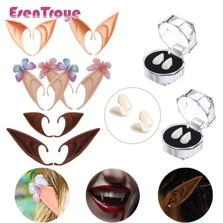 vampire teeth Vampire Teeth Fangs Fairy Butterfly Elf Ears False Teeth Cosplay Masquerade Costume Prop Horror Halloween Party Decoration FavorParty Games Crafts