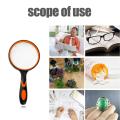 10X Magnifier Glass Lens Handheld Rubber Portable Handle High Magnifying Glass for Reading Newspaper Jewelry Eye Loupe Glass. 