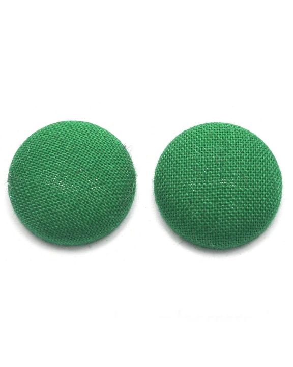 Women's Button Earrings - Dark Green