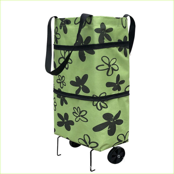 Wheels Reusable Handbag Folding Supermarket Shopping Bag Trolley Grocery Cart On