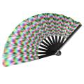 Japan Dance Fan Fans with Lights Large Folded Hand Fan Folding Colorful Foldable Handheld Rave Fan 33cm Large Rainbow Folding Fan Dance. 