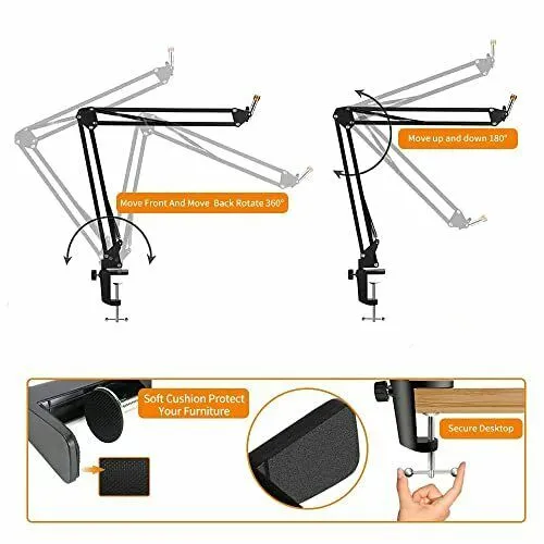 Flexible Studio Desk Mount Pro Mic Microphone Suspension Boom Scissor Arm Stand