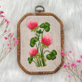Embroidery Starter Kit Including Colored Threads Needles Hoops Instructions Flower Grass Leaves Pattern Mini Cross Stitch Kit. 