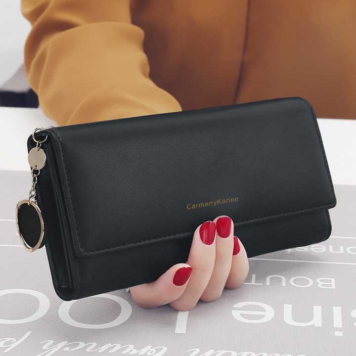 New Fashion Women Wallets Brand Letter Long Tri fold Purse Fresh Leather Clutch Card Holder Cartera Mujer Daraz.lk