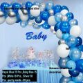 Royal Blue Silver White Baby Blue Balloon Garland Arch Accessories, for Blue Theme Party Decoration, Weddings, Baby Shower, Birthday Graduation Party Supplies or Arch Décor - Pure Latex Balloons-Helium -50 Pcs. 