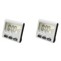 2X Digital Egg Timer / Kitchen Timer with Loud Alarm, Up and Down Function, Magnetic Stand, Black. 