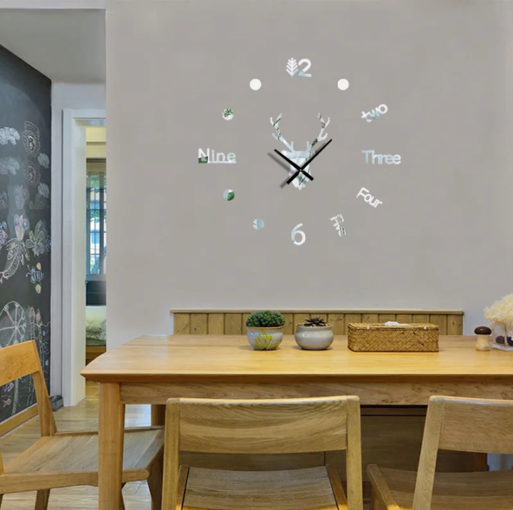 3D%20Deer%20Head%20Creative%20Wall%20Clock%20Acrylic%20Living%20Room%20Decoration%20DIY%20Personalized%20Wall%20Sticker%20Clock%20Modern%20Simple%20Silent%20Clock%201Set%20-%20Image%207