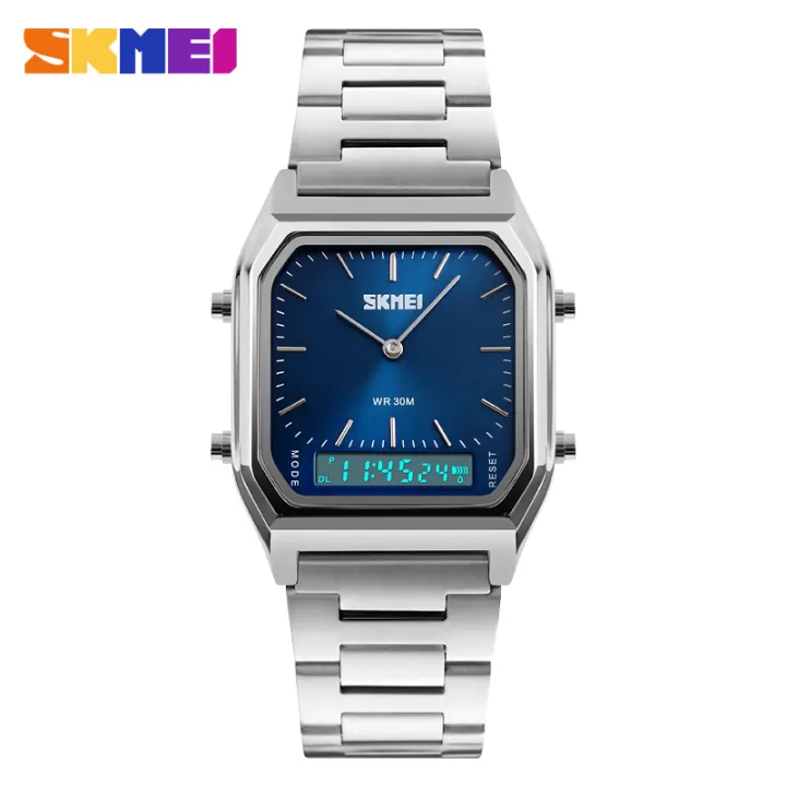 SKMEI Sports Quartz Stainless Steel Dual Display Chrono Waterproof Watch for Men 1220