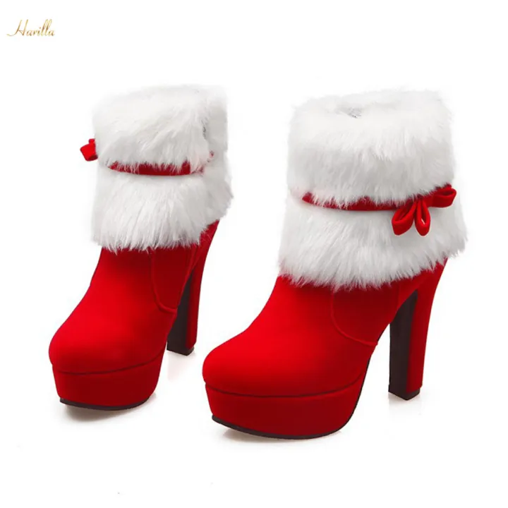 Women's%20Boots%20High%20s%20Christmas%20Faux%20Chunky%20Boots%20,%20+White,%2038%2038%20-%20Image%203