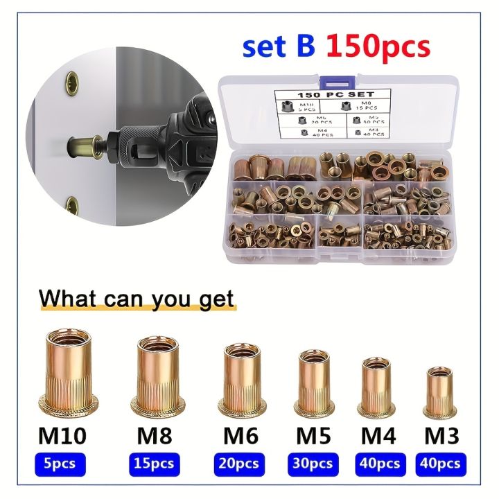 Metric Rivet Nut Classification Kit M3 M4 M5 M6 M8 M10 Galvanized ...