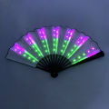 New 5V Rechargeable Colorful Change Portable Rave Fan Neon Fan Light Dance Music Party Performance Props Flash Folding Fan. 