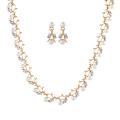 Elegant Faux Pearl Rhinestone Necklace Earrings Bracelet Set Women's Jewelry for Wedding, Party, Gift. 