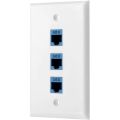 1Pack 3-Port Ethernet Wall Plate, RJ45 Wall Plate with RJ45 Keystone. 