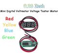 0.28 Inch 2.5V-40V Mini Digital Voltmeter Voltage Tester Meter Red/Blue/yellow/green LED Screen Electronic Parts Accessories. 