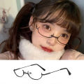 [Y] Tik Tok Influencer Same Style Lower Half Frame Glasses Female Water Drop No Lens Decoration Y. 