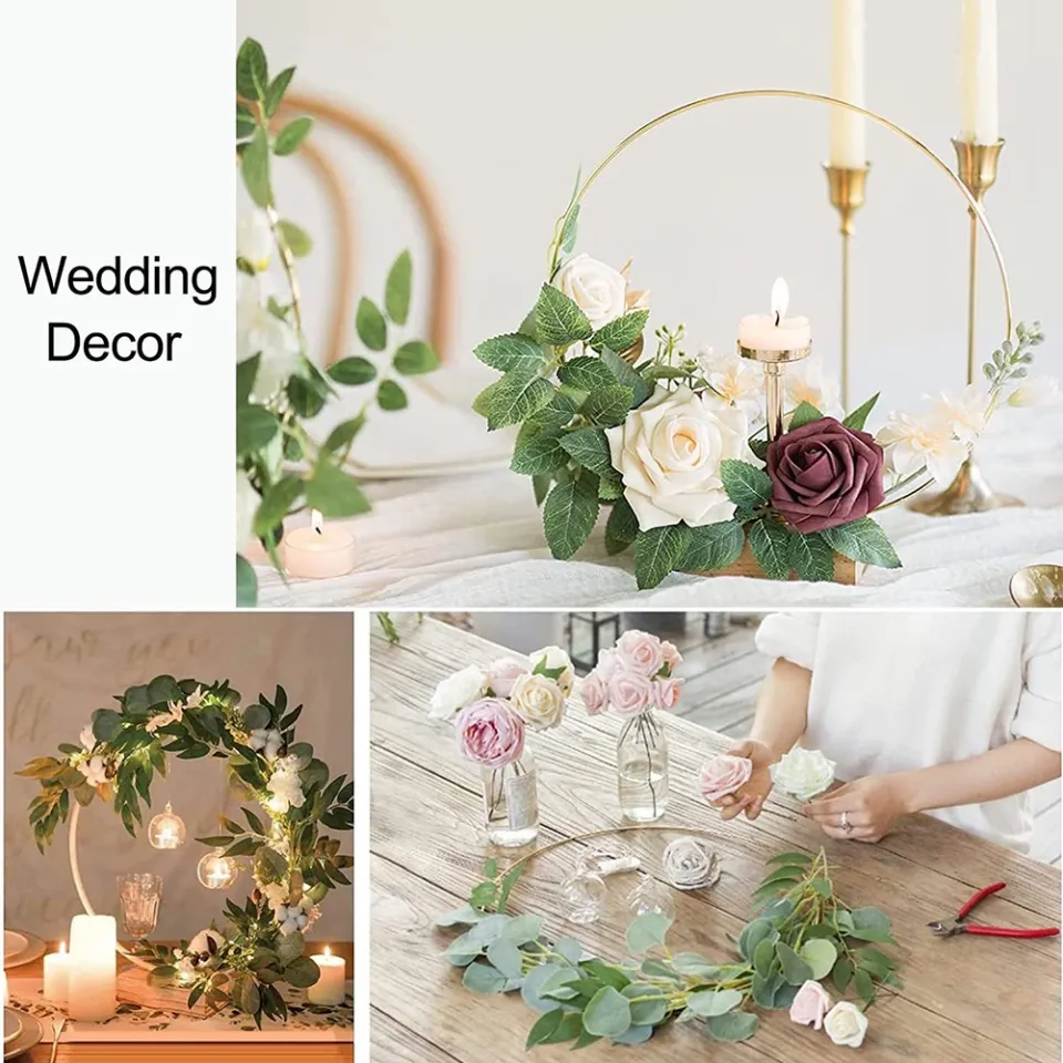 PCS 12 Inch Large Metal Floral Hoop Centerpiece for Table, Gold