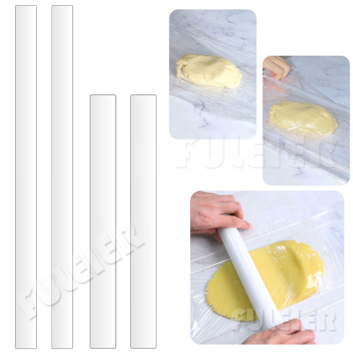 2Pcs Acrylic Biscuit Cake Rolling Tool Balance Ruler Fondant Icing Thickness Ruler Biscuit Smoother Pastry Baking Accessories