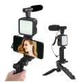 AY-49 Video-Making Kit | Vlogging Tripod with Microphone, LED Video Light & Phone Holder | Universal Smartphone Rig for Content Creation. 